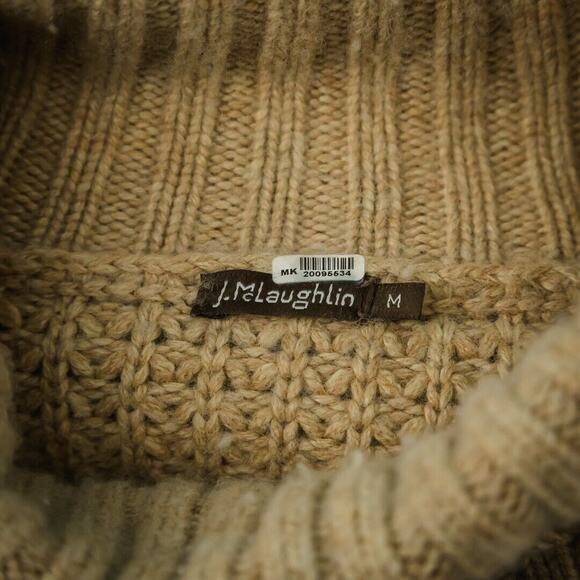J. McLaughlin Size Medium M Beige Turleneck Waffle Knit Wool Cashmere Sweater - Picture 4 of 7
